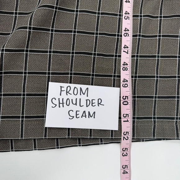 Norm Thompson Dress Women 1X Gray Black Plaid Short Sleeve Maxi Office Pockets - Picture 11 of 13